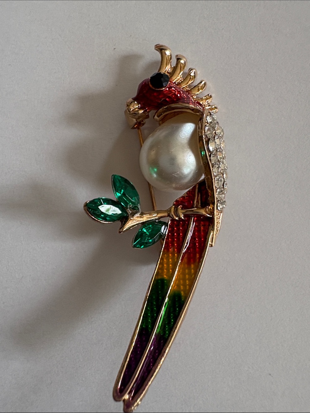 Crystal Parrot Brooch Pin
